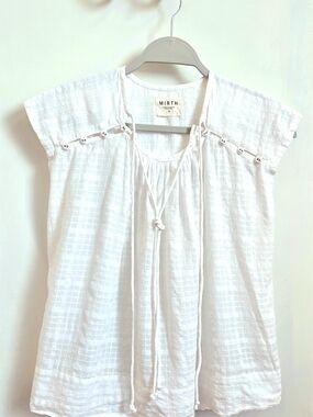 Mirth White Lightweight Tie-Front Tank Top
